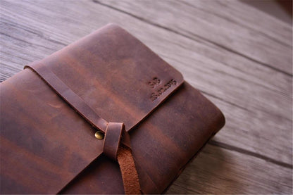 Monogrammed Leather Memorial Service Guest Book