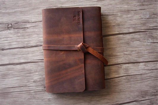 Monogrammed Leather Memorial Service Guest Book