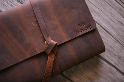 Monogrammed Leather Memorial Service Guest Book