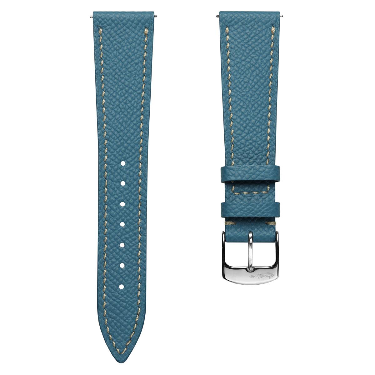 Hanley Textured Epsom Hand-Stitched Leather Watch Strap - Light Blue