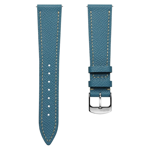 Hanley Textured Epsom Hand-Stitched Leather Watch Strap - Light Blue