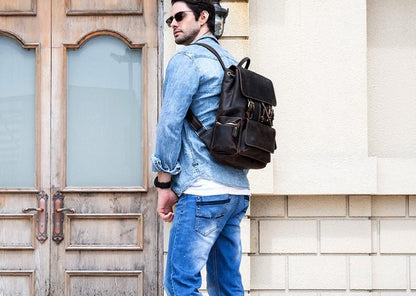 Designer Womens Leather Backpack Purse Rucksack