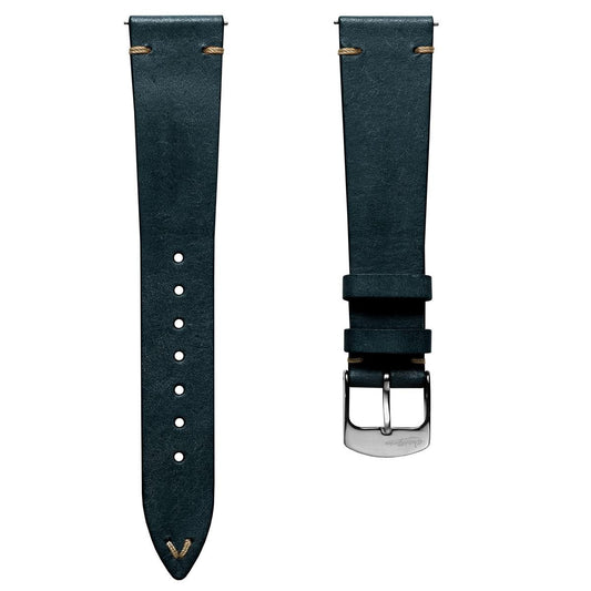 Badalassi Carlo Pueblo V-Stitch Genuine Italian Leather Watch Strap - Dark Blue