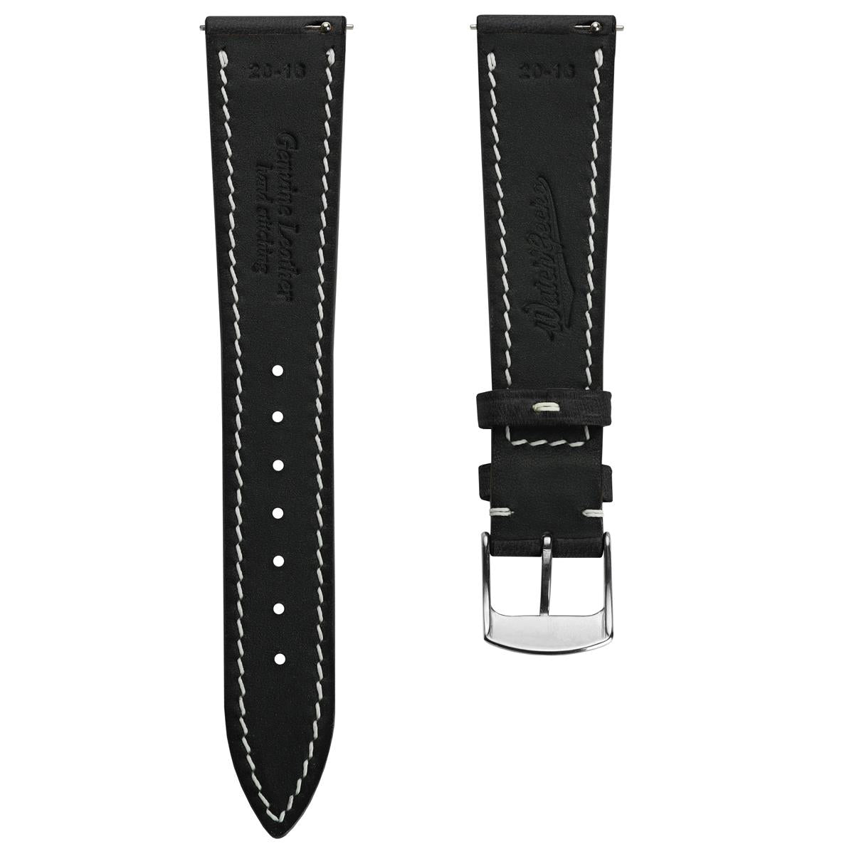 Genuine Horween Chromexcel® Hand-Stitched Watch Strap - Black