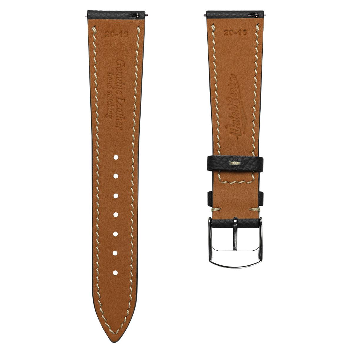 Hanley Textured Epsom Hand-Stitched Leather Watch Strap - Black