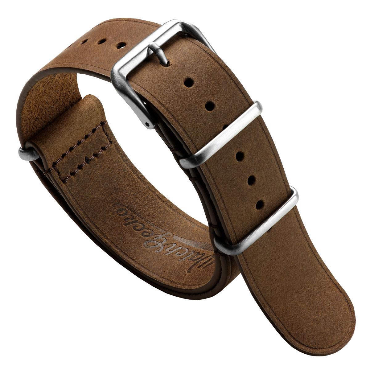 Cambridge Genuine Leather British Military Watch Strap - Chestnut Brown