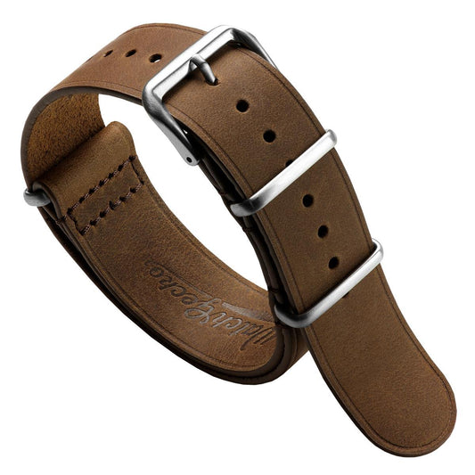 Cambridge Genuine Leather British Military Watch Strap - Chestnut Brown
