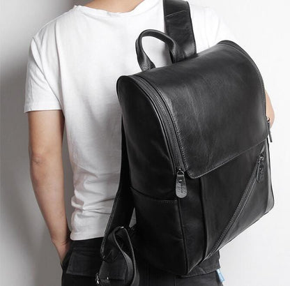 Designer Black Leather Backpack Bag