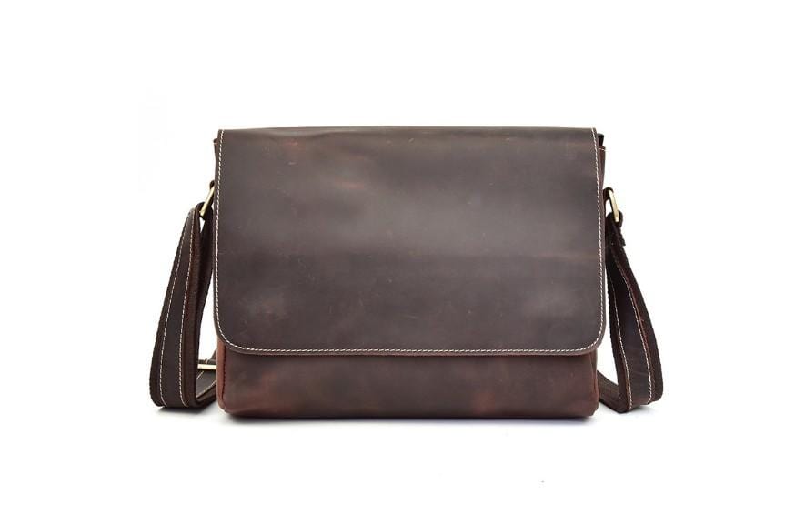 Brown Genuine Leather Messenger Bag Womens Shoulder Satchel