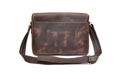 Brown Genuine Leather Messenger Bag Womens Shoulder Satchel