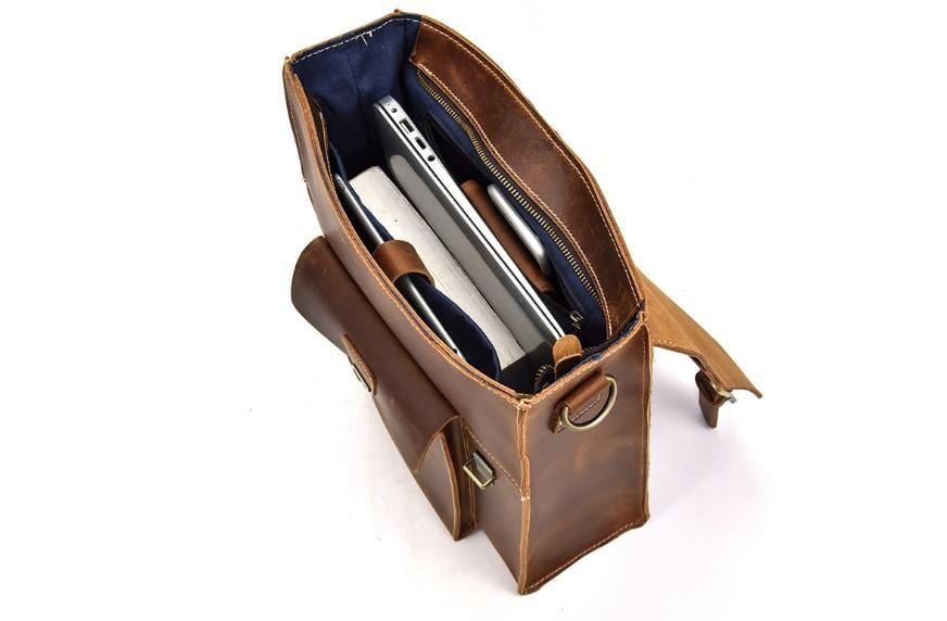 Mens Brown Leather Backpack Purse Womens Rucksack Bag