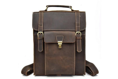 Mens Brown Leather Backpack Purse Womens Rucksack Bag