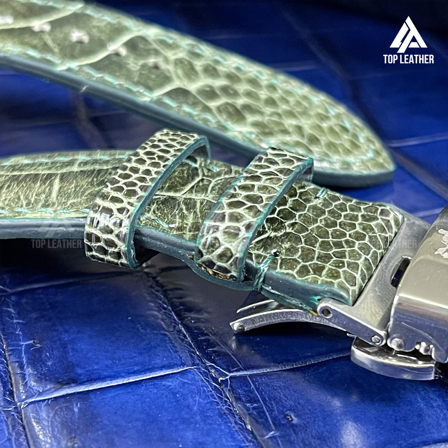 Genuine Ostrich Leather Watch Strap Band for Apple Watch, Samsung Galaxy Watch, Mechanical Watch - Green