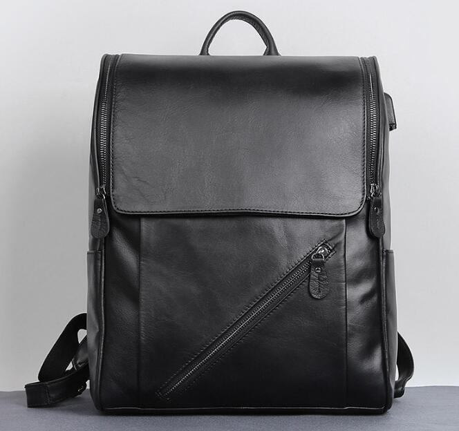 Designer Black Leather Backpack Bag