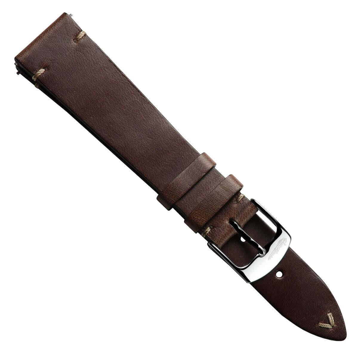 Genuine Horween Chromexcel® V-Stitch Leather Watch Strap - Chromexcel Dark Brown