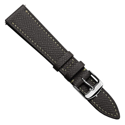 Hanley Textured Epsom Hand-Stitched Leather Watch Strap - Dark Brown