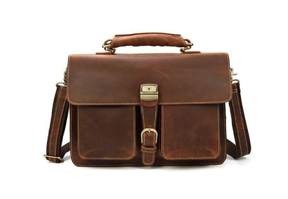 Brown Large Leather Messenger Bag School Satchel