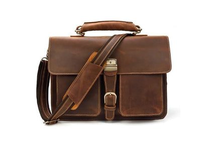 Brown Large Leather Messenger Bag School Satchel