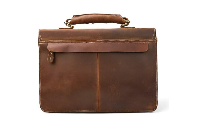 Brown Large Leather Messenger Bag School Satchel