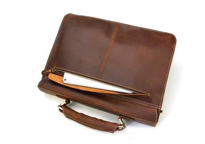 Brown Large Leather Messenger Bag School Satchel