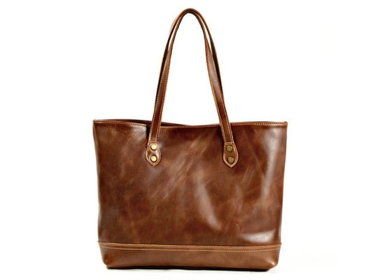 Brown Leather Shoulder Tote Bag