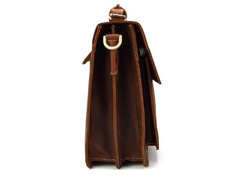 Brown Large Leather Messenger Bag School Satchel