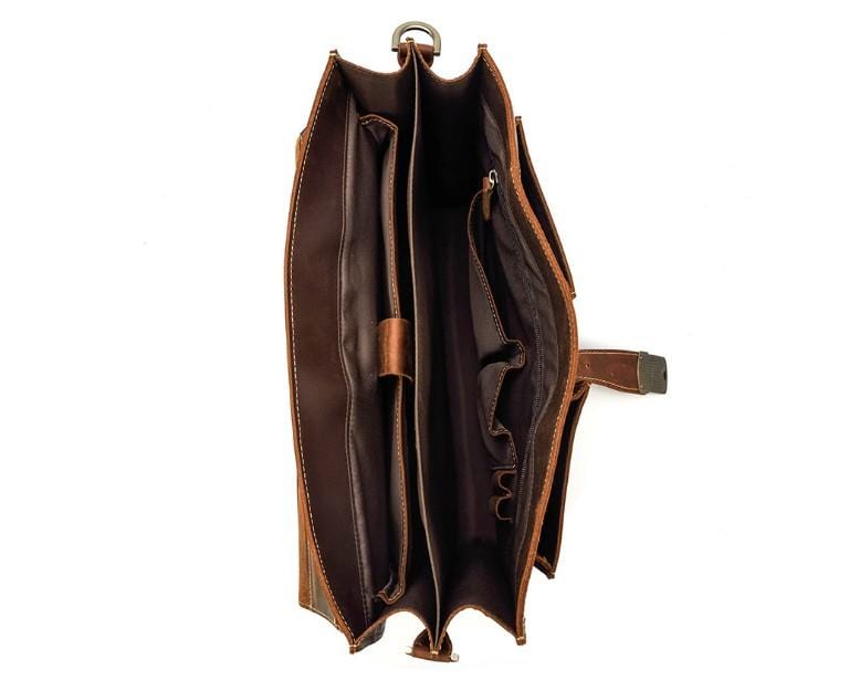 Brown Large Leather Messenger Bag School Satchel