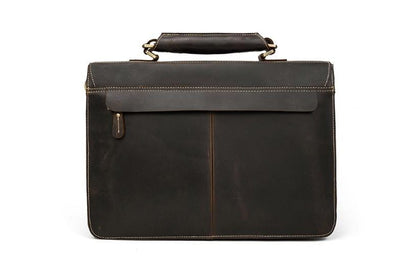 Brown Leather Crossbody Messenger Briefcase Bag