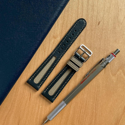 Classic Twin-Tone Elegance Leather Watch Strap