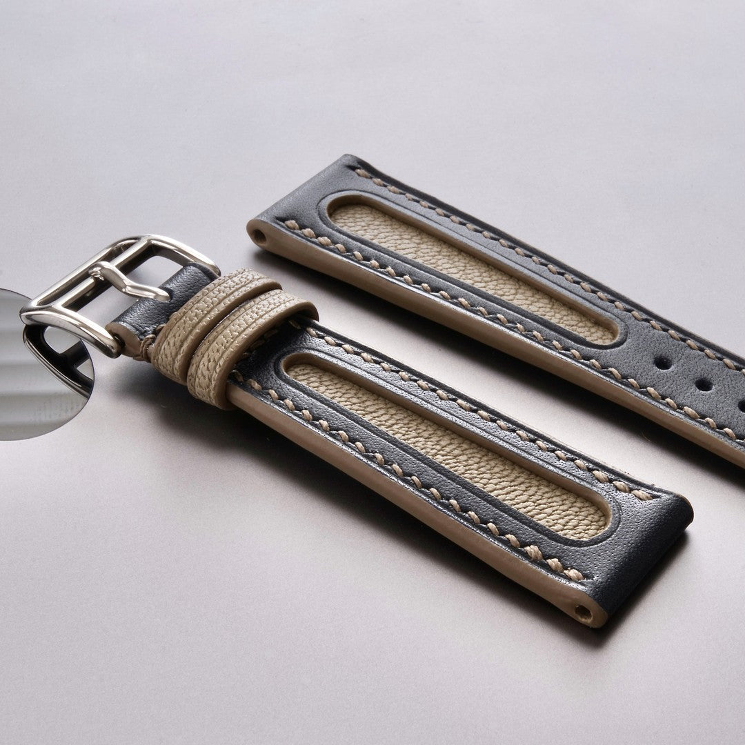 Classic Twin-Tone Elegance Leather Watch Strap