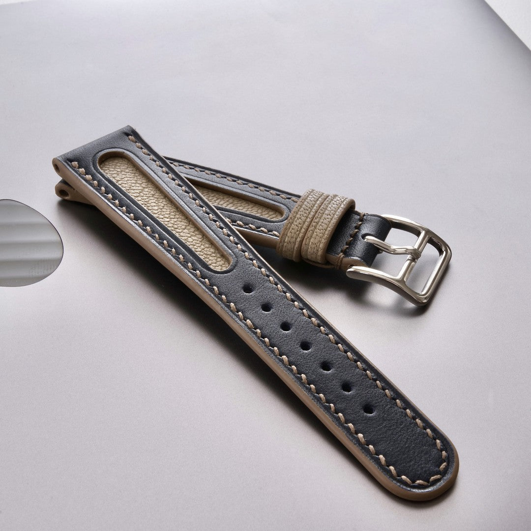 Classic Twin-Tone Elegance Leather Watch Strap