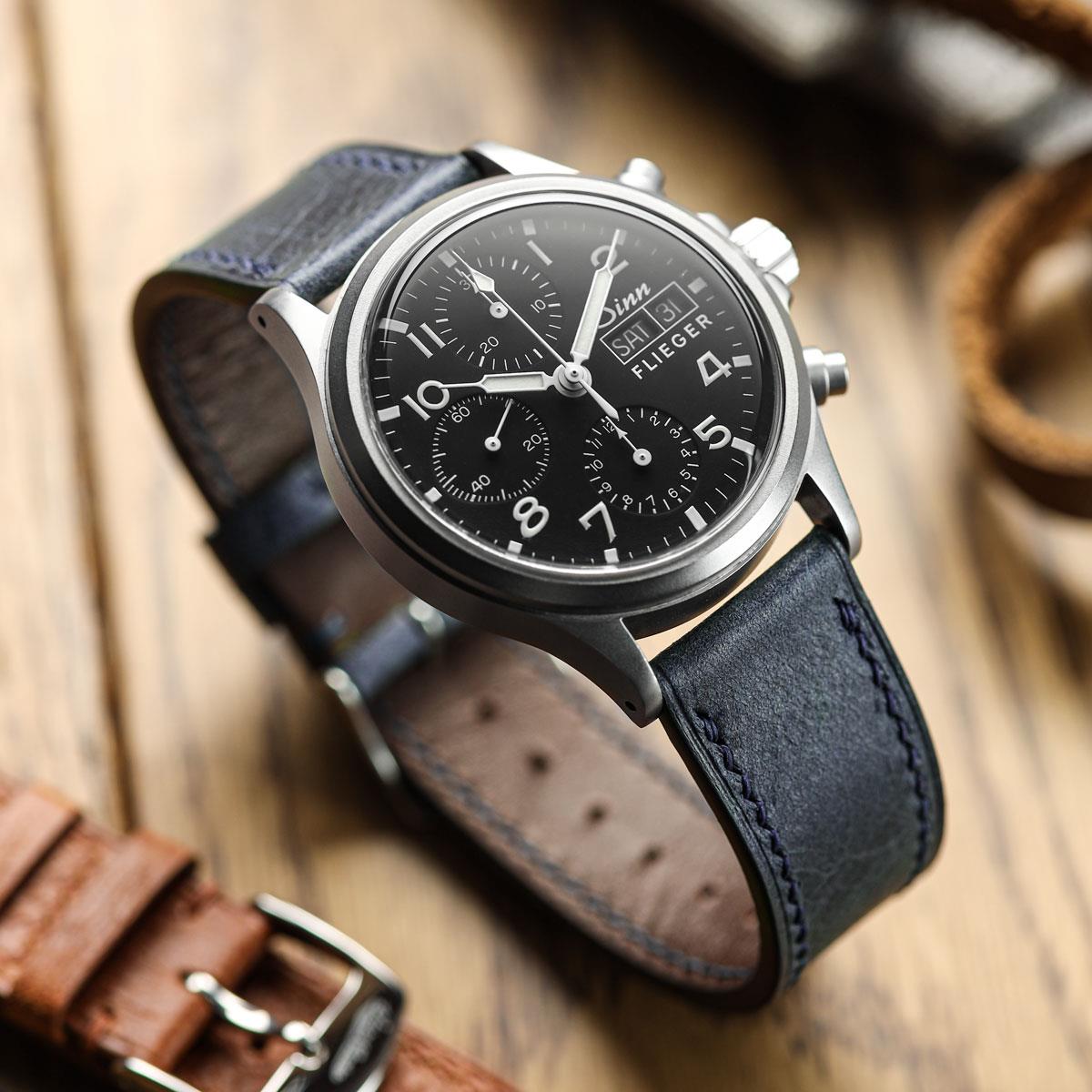 Fidanzato in pelle toscana Ravello con cinturino in blu elegante