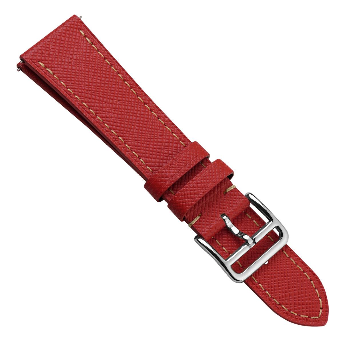 Bracelet de montre en cuir saffiano rouge Brixham pour un style élégant et sophistiqué