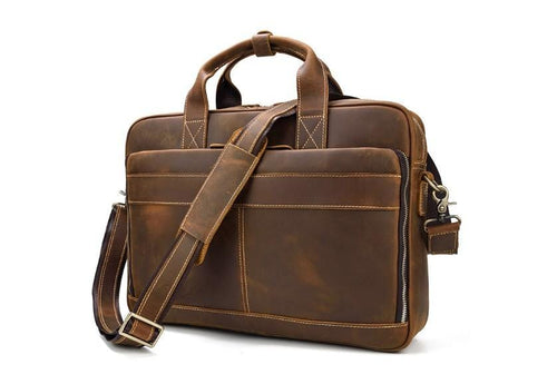 Rustic Mens Leather Shoulder Bag Womens Laptop Satchel