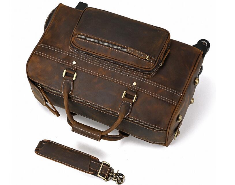 Weekender Leather Mens Duffle Travel Wheel Bag