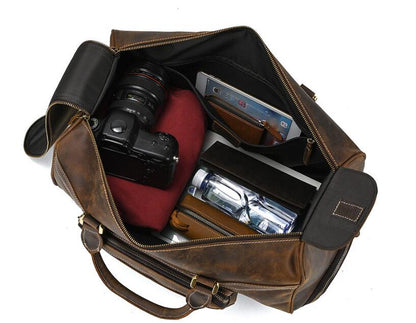 Weekender Leather Mens Duffle Travel Wheel Bag