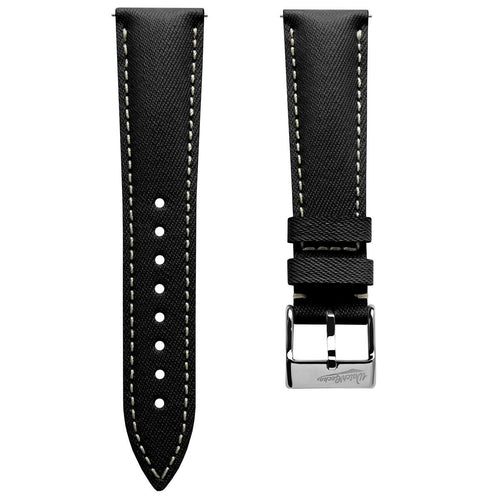 Original Highley Padded Denim Italian Leather Watch Strap - Black