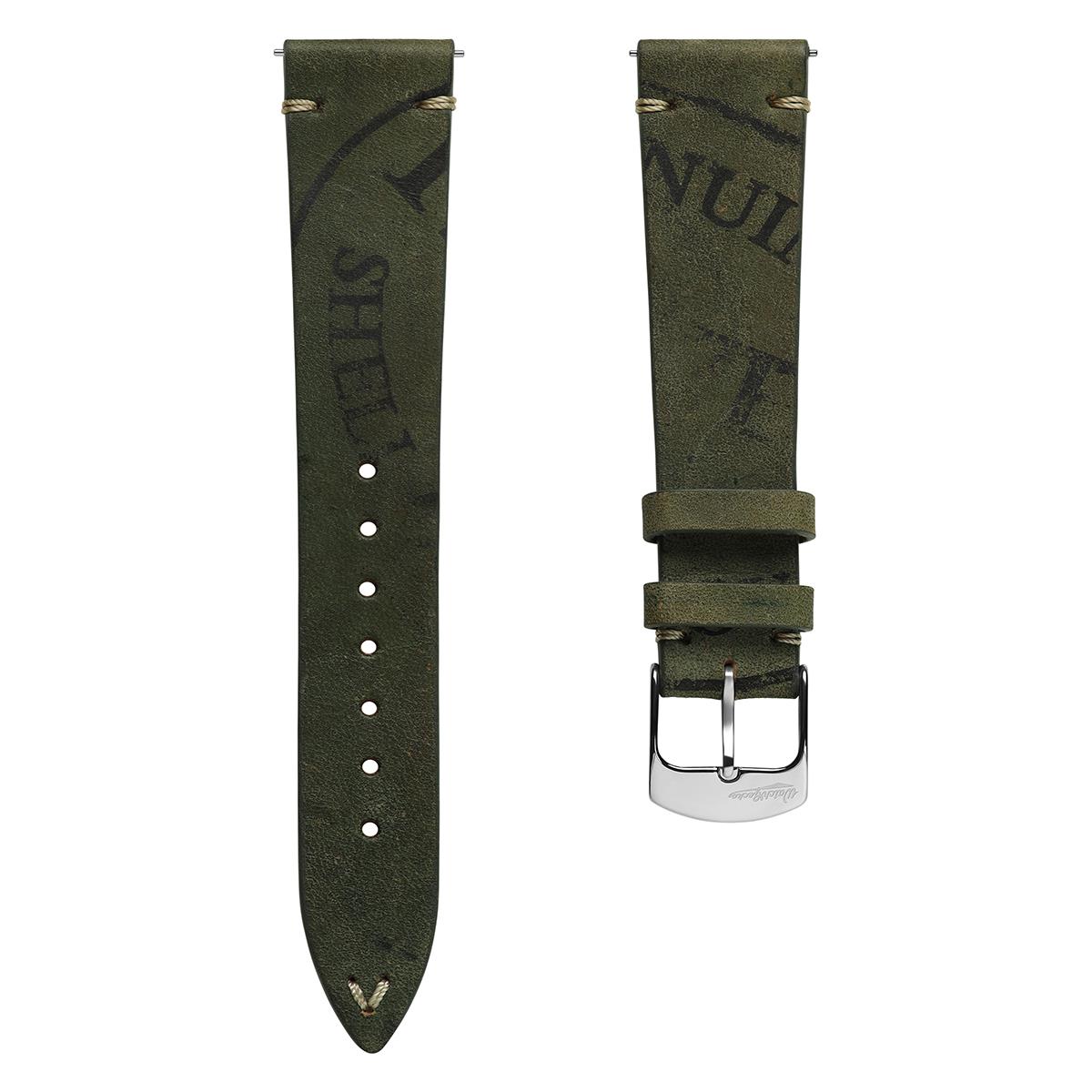 Newham Inverted Horween Shell Cordovan Watch Strap - Olive Green