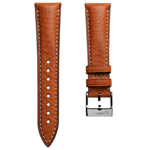 Highley Padded Minerva Italian Leather Watch Strap - Coral