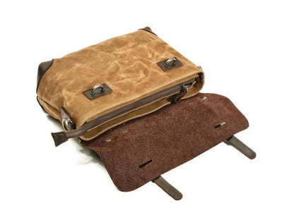 Vintage Leather Canvas Messenger Crossbody Bag