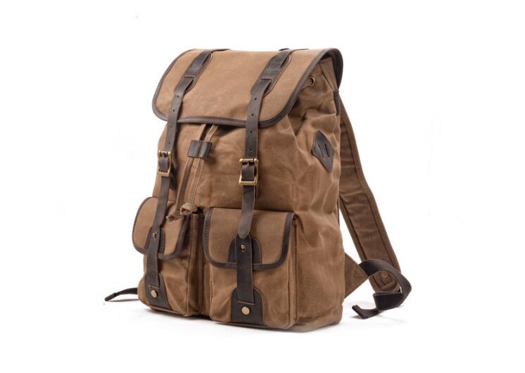 Women's Dark Canvas Backpack Bag Grey, Black