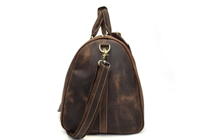 Vintage Large Brown Leather Travel Bag Luggage Duffle