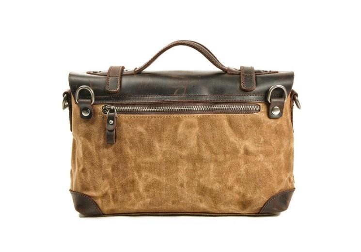 Vintage Leather Canvas Messenger Crossbody Bag