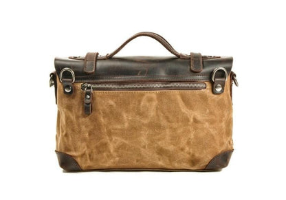 Vintage Leather Canvas Messenger Crossbody Bag