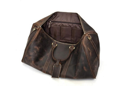 Vintage Large Brown Leather Travel Bag Luggage Duffle