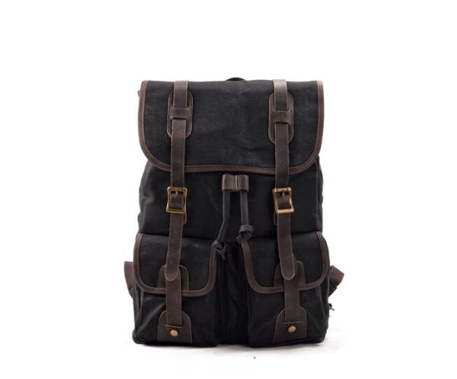 Women's Dark Canvas Backpack Bag Grey, Black