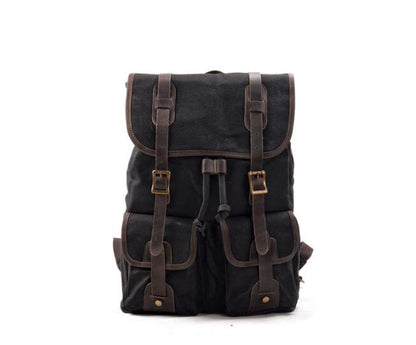 Women's Dark Canvas Backpack Bag Grey, Black