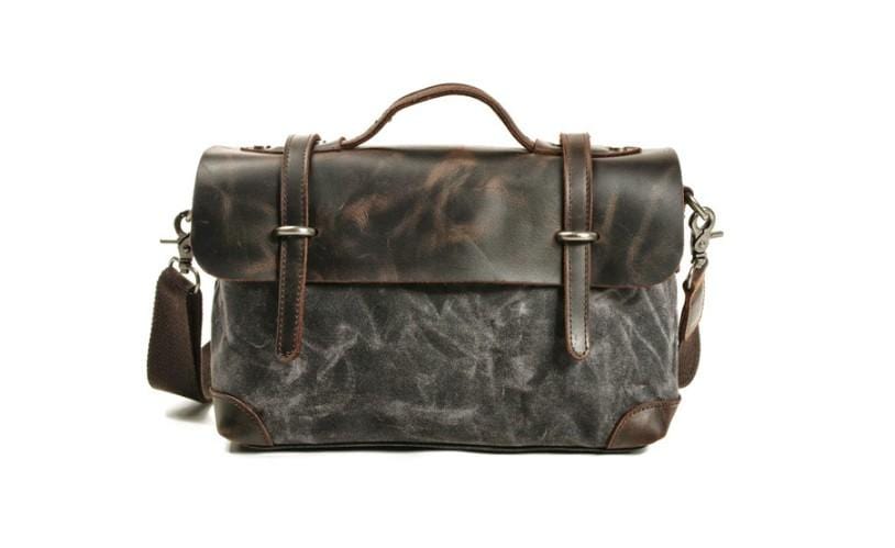 Vintage Leather Canvas Messenger Crossbody Bag