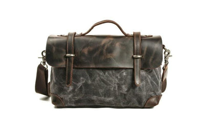 Vintage Leather Canvas Messenger Crossbody Bag