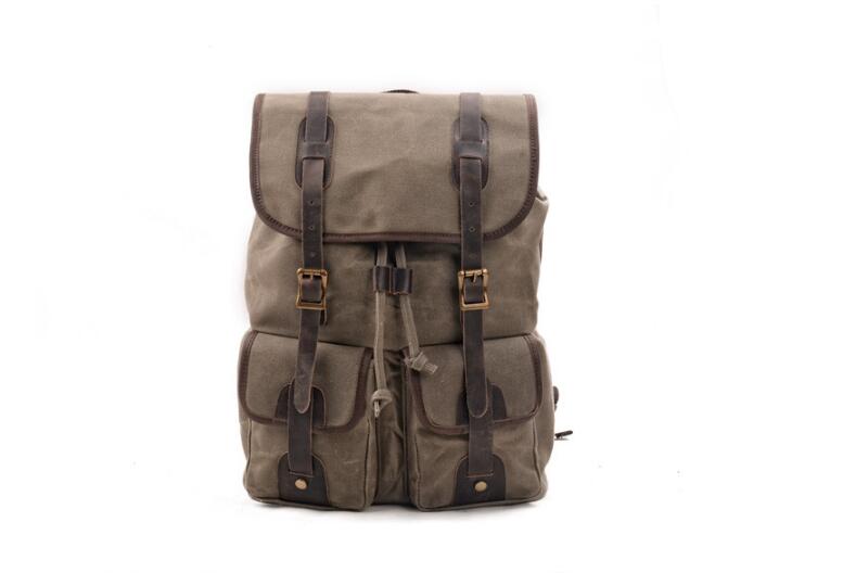 Women's Dark Canvas Backpack Bag Grey, Black
